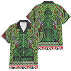 Aotearoa Iwi Ngati Maru Hauraki Family Matching Off Shoulder Maxi Dress and Hawaiian Shirt Maori Wharenui House Tribal Pattern