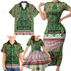 Aotearoa Iwi Ngati Maru Hauraki Family Matching Short Sleeve Bodycon Dress and Hawaiian Shirt Maori Wharenui House Tribal Pattern