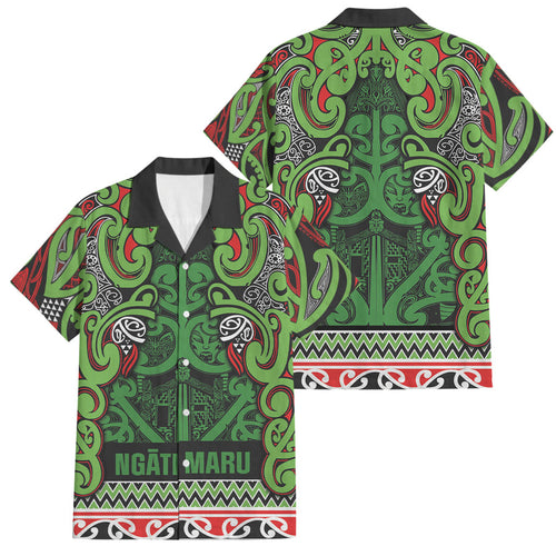 Aotearoa Iwi Ngati Maru Hauraki Family Matching Summer Maxi Dress and Hawaiian Shirt Maori Wharenui House Tribal Pattern