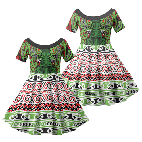 Aotearoa Iwi Ngati Maru Hauraki Family Matching Summer Maxi Dress and Hawaiian Shirt Maori Wharenui House Tribal Pattern
