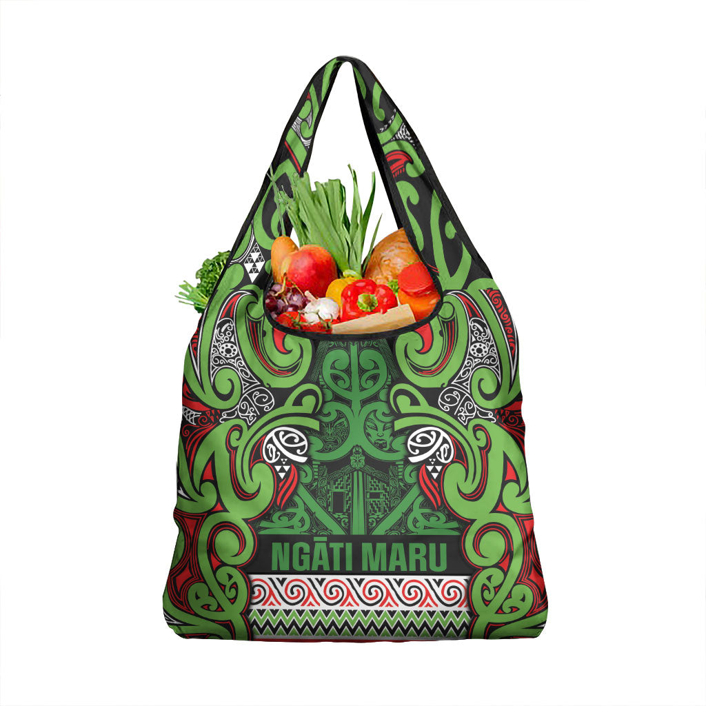 Aotearoa Iwi Ngati Maru Hauraki Grocery Bag Maori Wharenui House Tribal Pattern