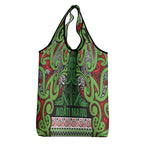 Aotearoa Iwi Ngati Maru Hauraki Grocery Bag Maori Wharenui House Tribal Pattern