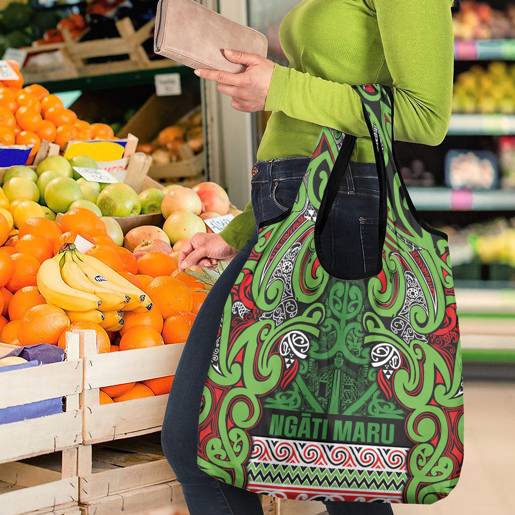 Aotearoa Iwi Ngati Maru Hauraki Grocery Bag Maori Wharenui House Tribal Pattern