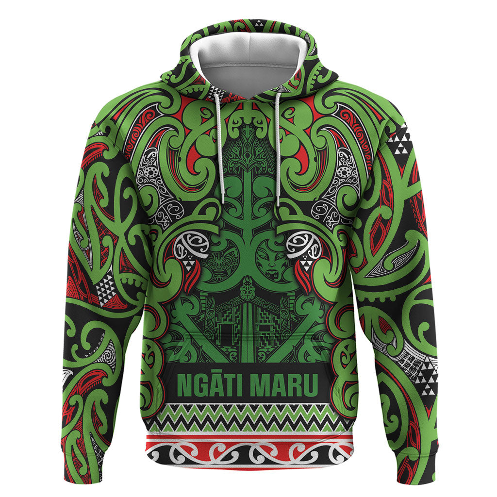 Aotearoa Iwi Ngati Maru Hauraki Hoodie Maori Wharenui House Tribal Pattern