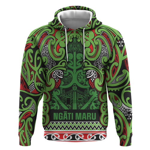 Aotearoa Iwi Ngati Maru Hauraki Hoodie Maori Wharenui House Tribal Pattern