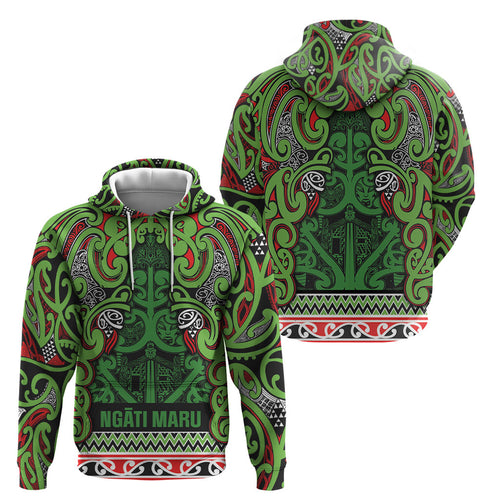 Aotearoa Iwi Ngati Maru Hauraki Hoodie Maori Wharenui House Tribal Pattern