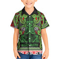 Aotearoa Iwi Ngati Maru Hauraki Kid Hawaiian Shirt Maori Wharenui House Tribal Pattern