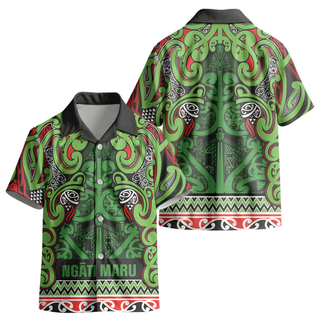Aotearoa Iwi Ngati Maru Hauraki Kid Hawaiian Shirt Maori Wharenui House Tribal Pattern
