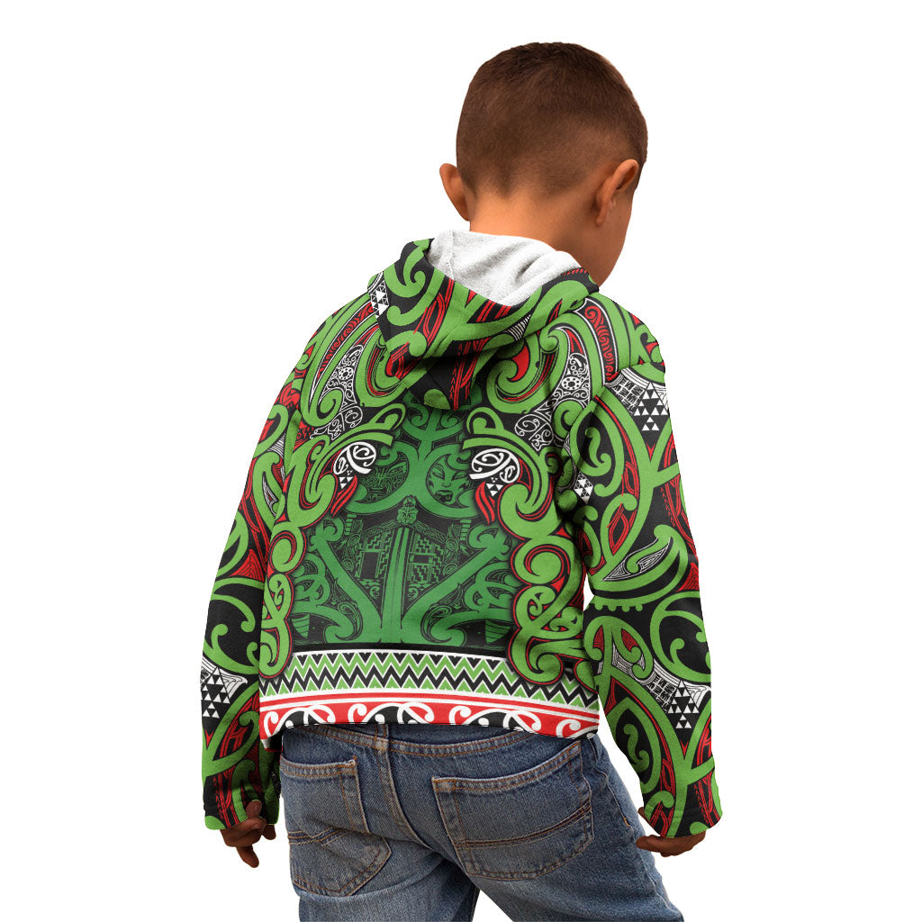 Aotearoa Iwi Ngati Maru Hauraki Kid Hoodie Maori Wharenui House Tribal Pattern