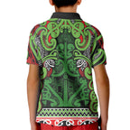 Aotearoa Iwi Ngati Maru Hauraki Kid Polo Shirt Maori Wharenui House Tribal Pattern