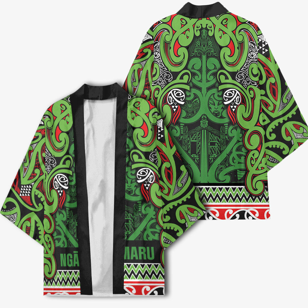Aotearoa Iwi Ngati Maru Hauraki Kimono Maori Wharenui House Tribal Pattern