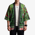 Aotearoa Iwi Ngati Maru Hauraki Kimono Maori Wharenui House Tribal Pattern