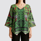 Aotearoa Iwi Ngati Maru Hauraki Kimono Sleeve Blouse Maori Wharenui House Tribal Pattern