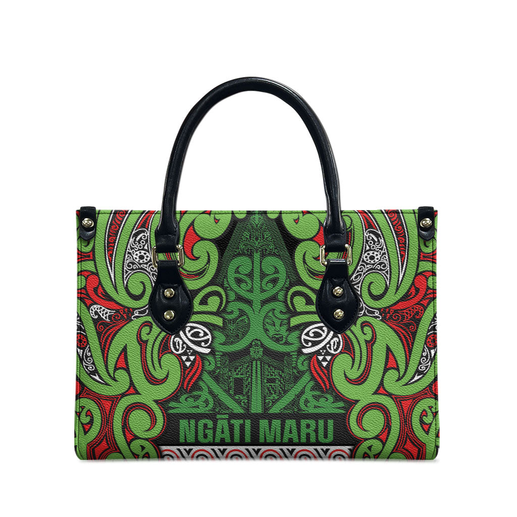 Aotearoa Iwi Ngati Maru Hauraki Leather Bag Maori Wharenui House Tribal Pattern