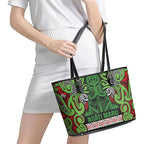 Aotearoa Iwi Ngati Maru Hauraki Leather Tote Bag Maori Wharenui House Tribal Pattern