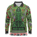 Aotearoa Iwi Ngati Maru Hauraki Long Sleeve Polo Shirt Maori Wharenui House Tribal Pattern