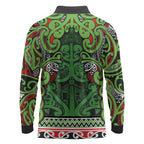 Aotearoa Iwi Ngati Maru Hauraki Long Sleeve Polo Shirt Maori Wharenui House Tribal Pattern