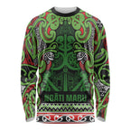 Aotearoa Iwi Ngati Maru Hauraki Long Sleeve Shirt Maori Wharenui House Tribal Pattern