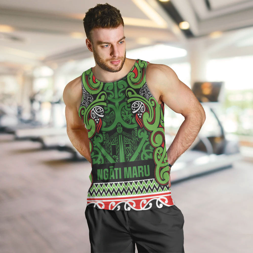 Aotearoa Iwi Ngati Maru Hauraki Men Tank Top Maori Wharenui House Tribal Pattern