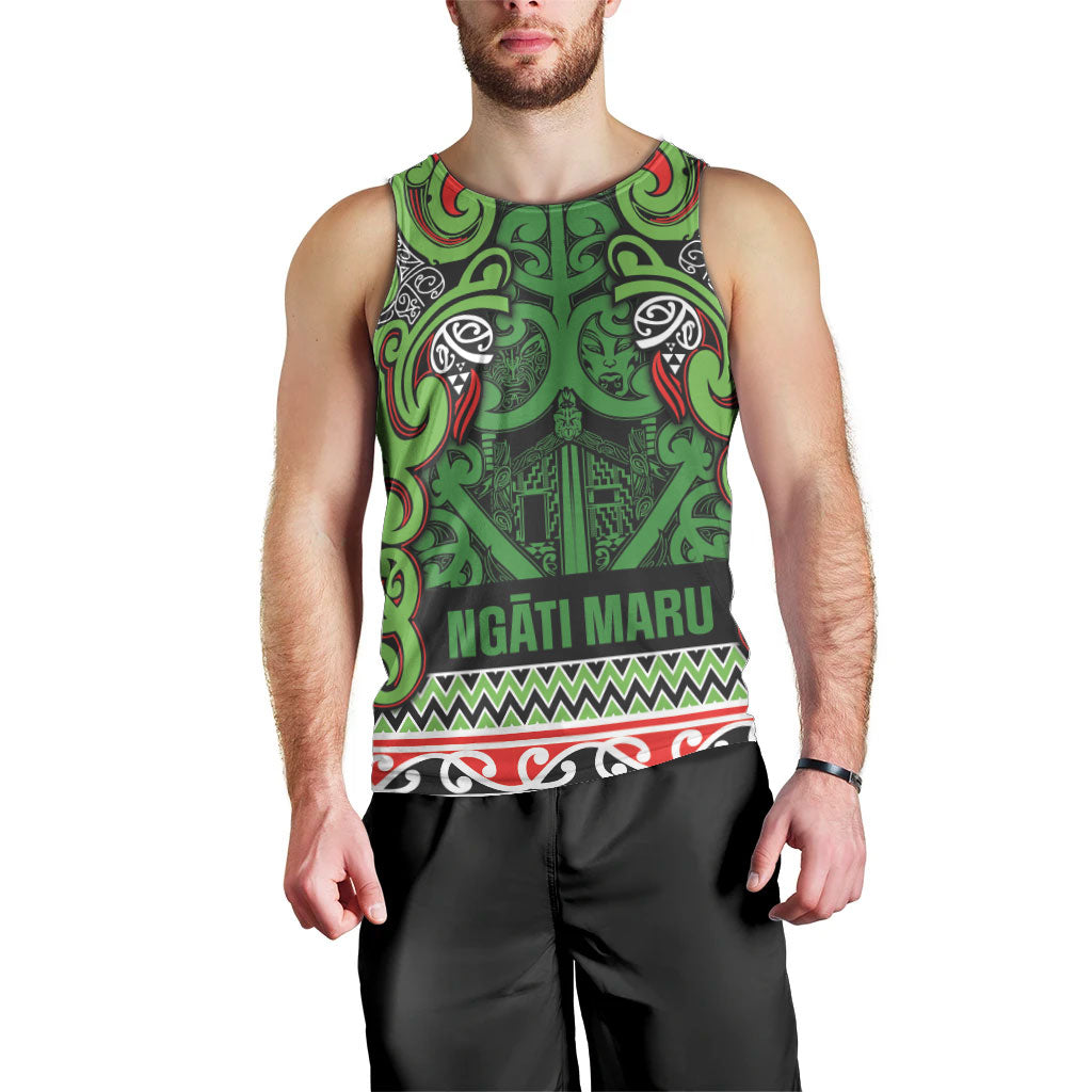 Aotearoa Iwi Ngati Maru Hauraki Men Tank Top Maori Wharenui House Tribal Pattern