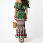 Aotearoa Iwi Ngati Maru Hauraki Mermaid Dress Maori Wharenui House Tribal Pattern