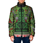 Aotearoa Iwi Ngati Maru Hauraki Padded Jacket Maori Wharenui House Tribal Pattern