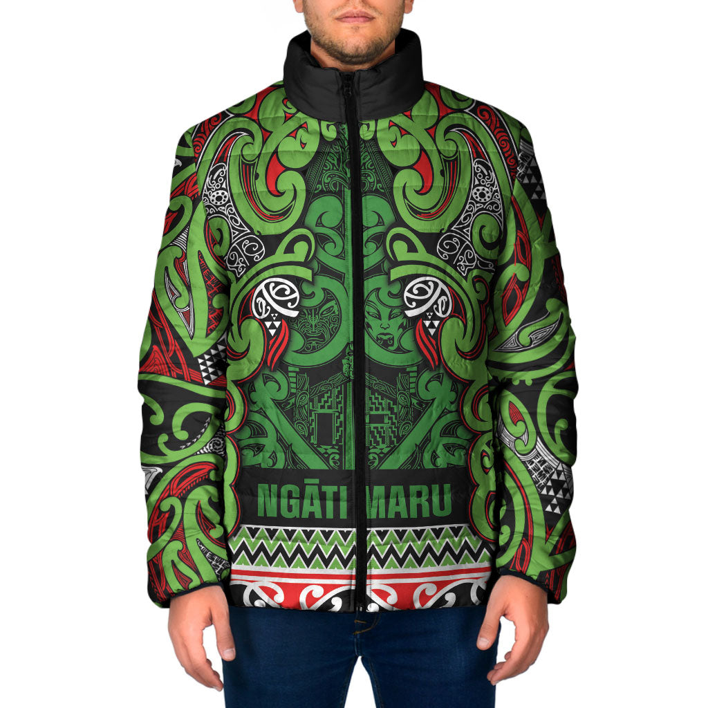 Aotearoa Iwi Ngati Maru Hauraki Padded Jacket Maori Wharenui House Tribal Pattern