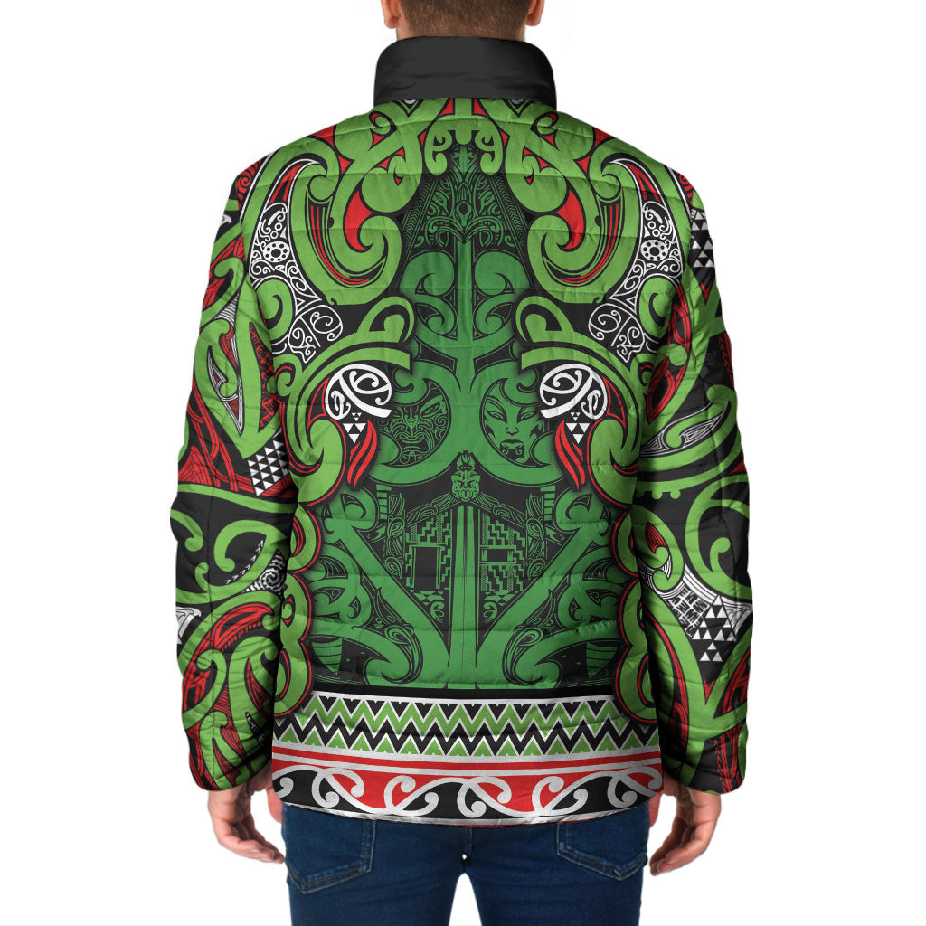 Aotearoa Iwi Ngati Maru Hauraki Padded Jacket Maori Wharenui House Tribal Pattern