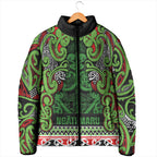 Aotearoa Iwi Ngati Maru Hauraki Padded Jacket Maori Wharenui House Tribal Pattern
