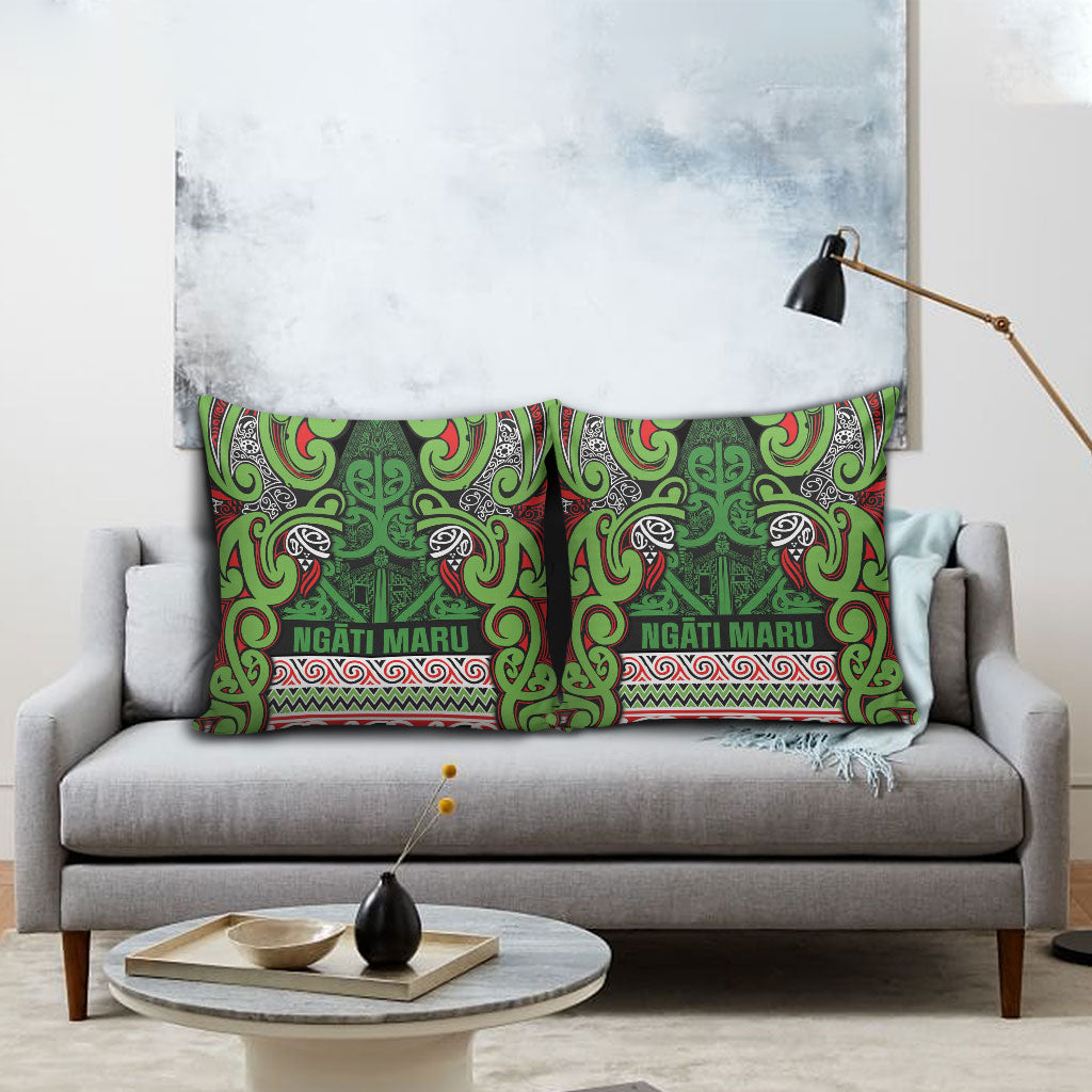 Aotearoa Iwi Ngati Maru Hauraki Pillow Cover Maori Wharenui House Tribal Pattern