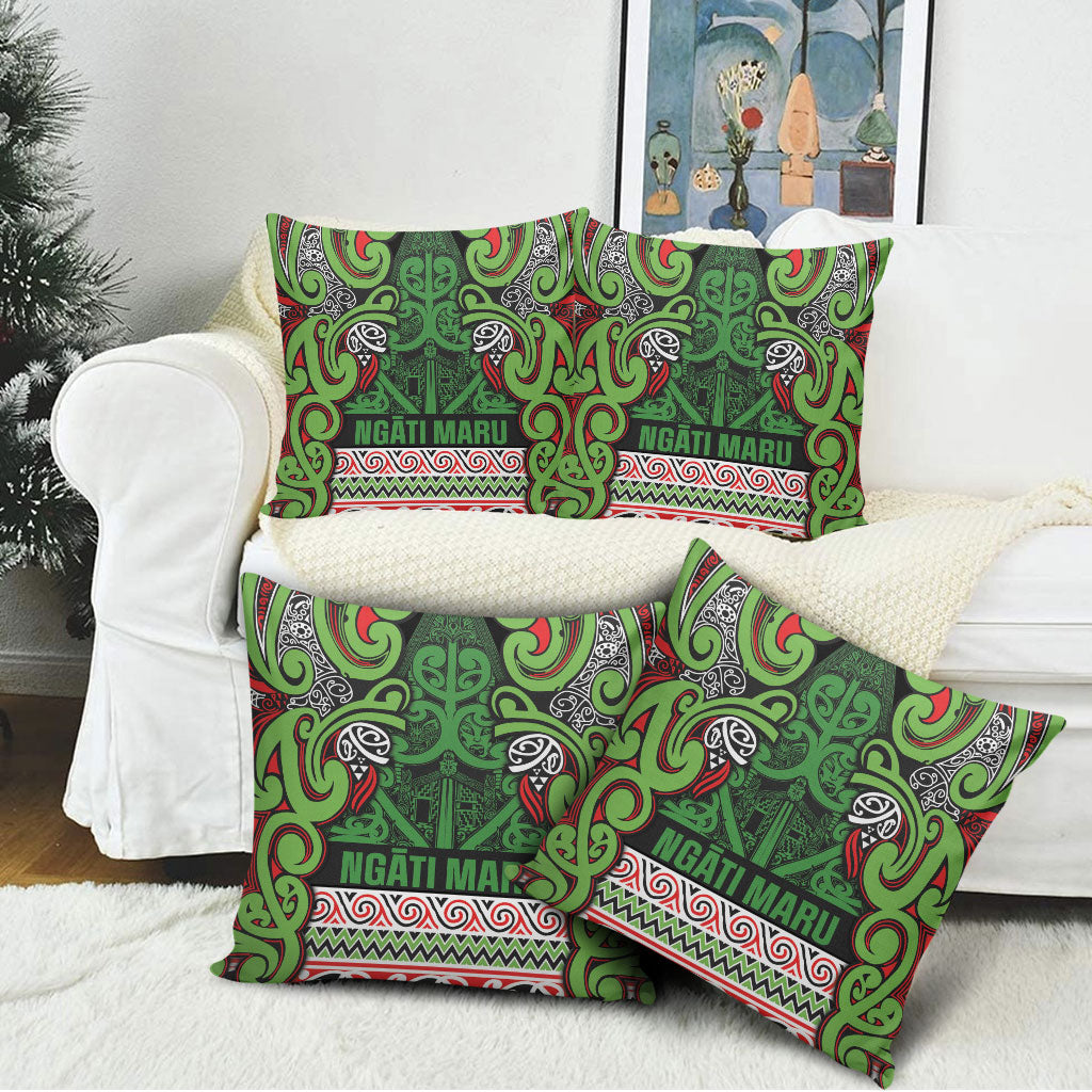 Aotearoa Iwi Ngati Maru Hauraki Pillow Cover Maori Wharenui House Tribal Pattern