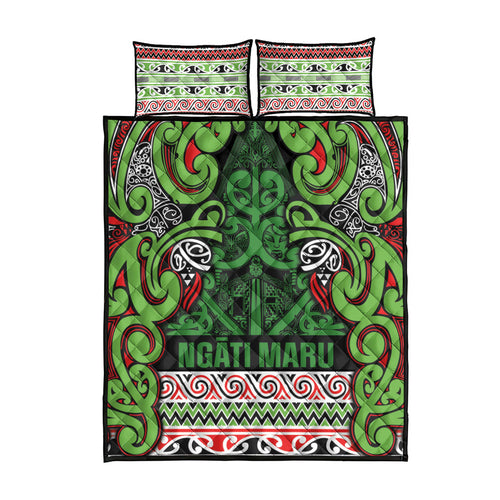 Aotearoa Iwi Ngati Maru Hauraki Quilt Bed Set Maori Wharenui House Tribal Pattern