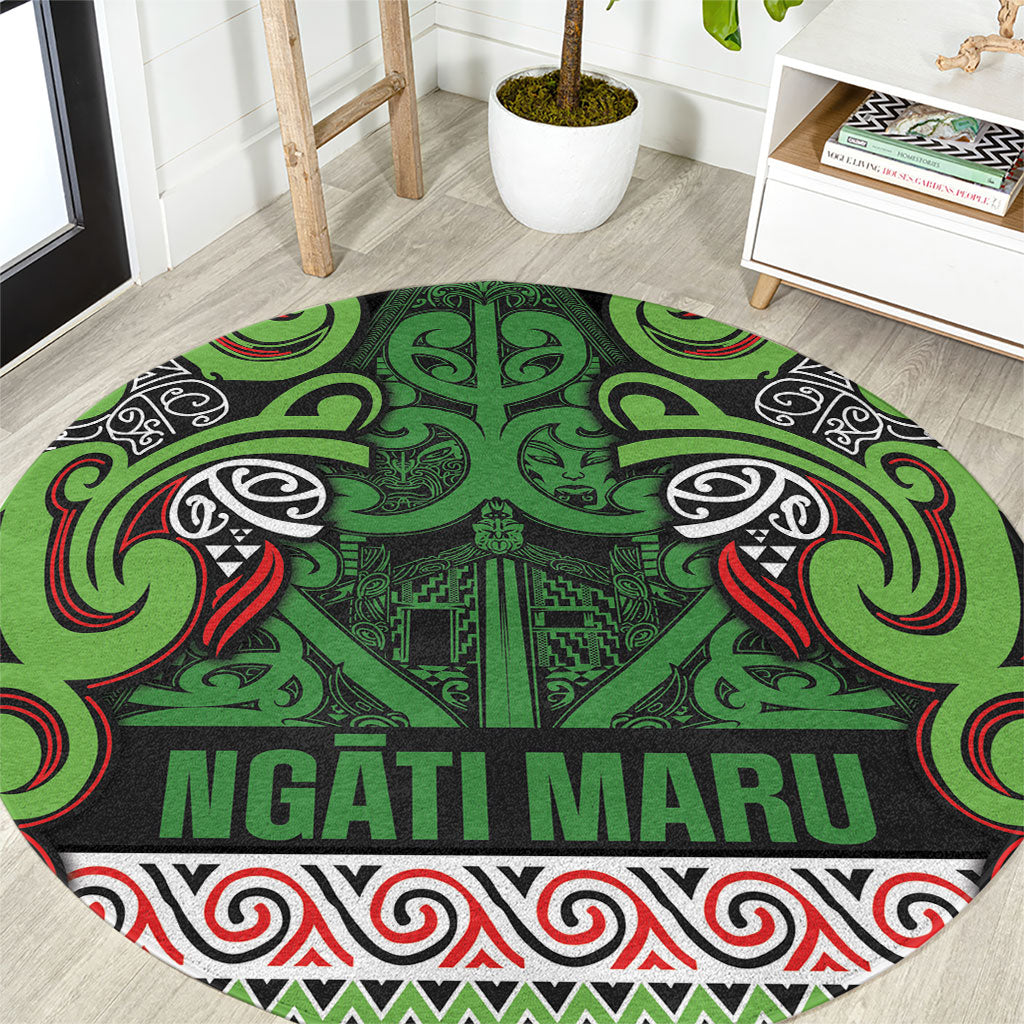 Aotearoa Iwi Ngati Maru Hauraki Round Carpet Maori Wharenui House Tribal Pattern
