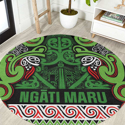 Aotearoa Iwi Ngati Maru Hauraki Round Carpet Maori Wharenui House Tribal Pattern