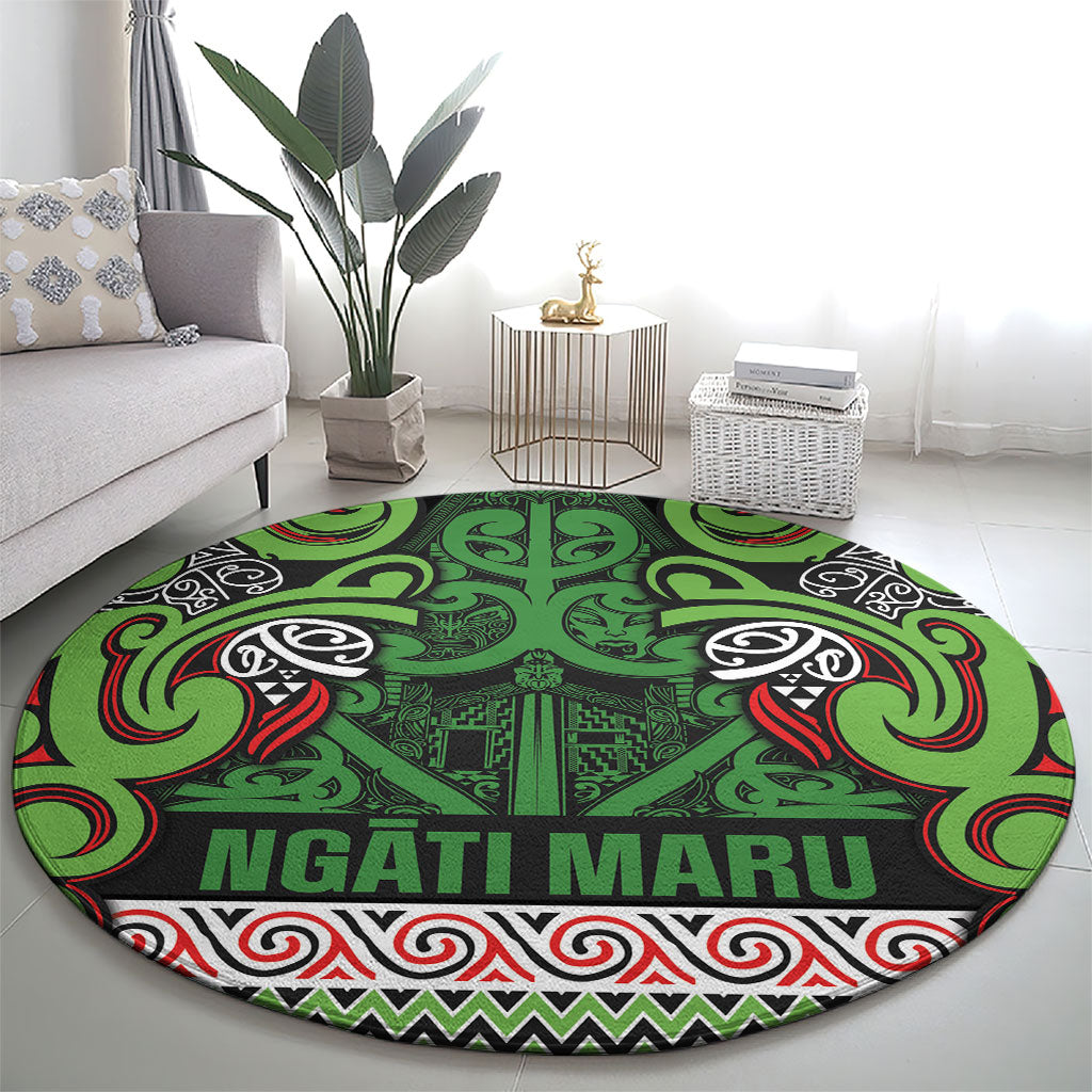 Aotearoa Iwi Ngati Maru Hauraki Round Carpet Maori Wharenui House Tribal Pattern