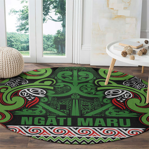 Aotearoa Iwi Ngati Maru Hauraki Round Carpet Maori Wharenui House Tribal Pattern