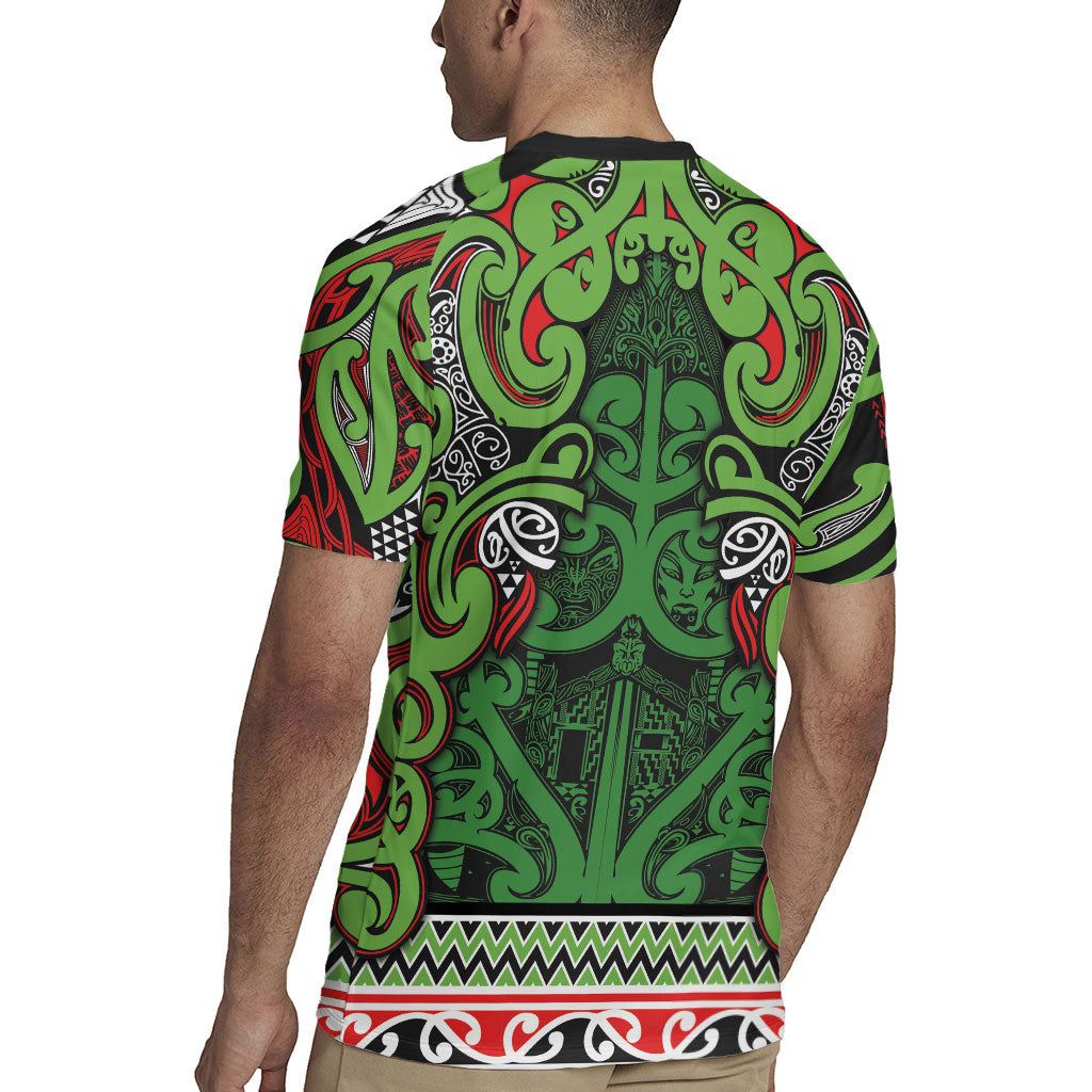 Aotearoa Iwi Ngati Maru Hauraki Rugby Jersey Maori Wharenui House Tribal Pattern