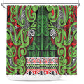 Aotearoa Iwi Ngati Maru Hauraki Shower Curtain Maori Wharenui House Tribal Pattern