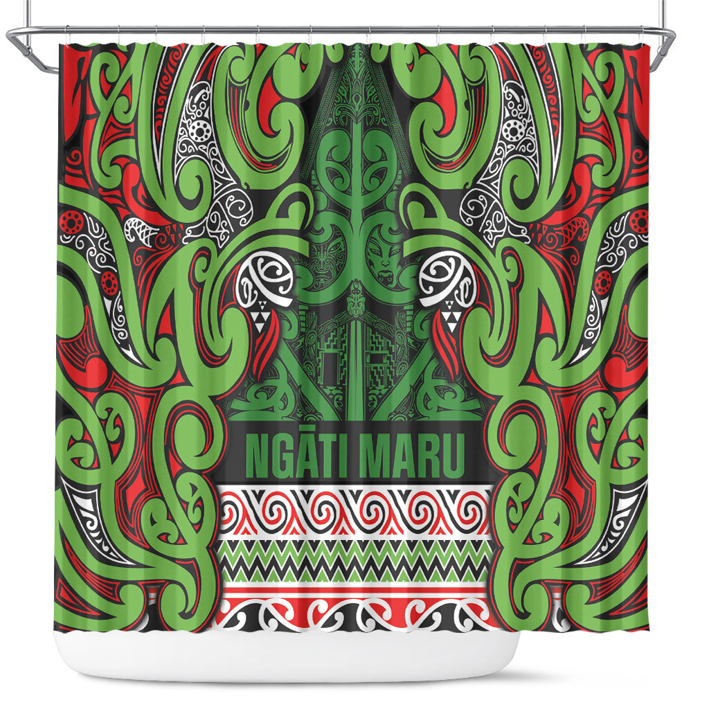 Aotearoa Iwi Ngati Maru Hauraki Shower Curtain Maori Wharenui House Tribal Pattern