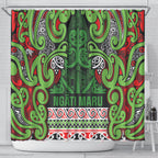 Aotearoa Iwi Ngati Maru Hauraki Shower Curtain Maori Wharenui House Tribal Pattern
