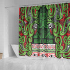 Aotearoa Iwi Ngati Maru Hauraki Shower Curtain Maori Wharenui House Tribal Pattern