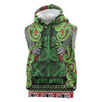 Aotearoa Iwi Ngati Maru Hauraki Sleeveless Hoodie Maori Wharenui House Tribal Pattern