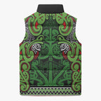 Aotearoa Iwi Ngati Maru Hauraki Sleeveless Puffer Jacket Maori Wharenui House Tribal Pattern