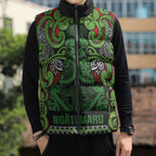 Aotearoa Iwi Ngati Maru Hauraki Sleeveless Puffer Jacket Maori Wharenui House Tribal Pattern