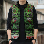 Aotearoa Iwi Ngati Maru Hauraki Sleeveless Puffer Jacket Maori Wharenui House Tribal Pattern
