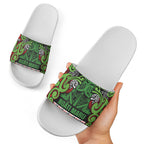 Aotearoa Iwi Ngati Maru Hauraki Slide Sandals Maori Wharenui House Tribal Pattern