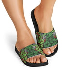 Aotearoa Iwi Ngati Maru Hauraki Slide Sandals Maori Wharenui House Tribal Pattern