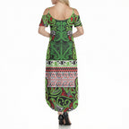 Aotearoa Iwi Ngati Maru Hauraki Summer Maxi Dress Maori Wharenui House Tribal Pattern
