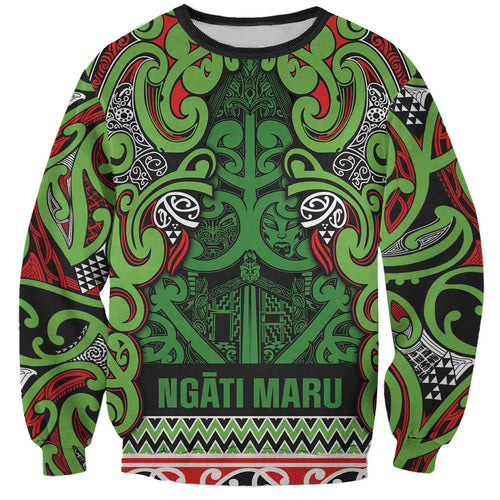 Aotearoa Iwi Ngati Maru Hauraki Sweatshirt Maori Wharenui House Tribal Pattern