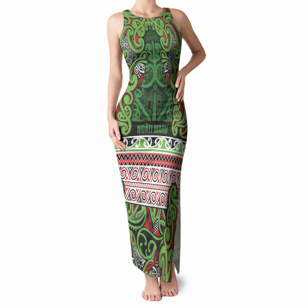 Aotearoa Iwi Ngati Maru Hauraki Tank Maxi Dress Maori Wharenui House Tribal Pattern